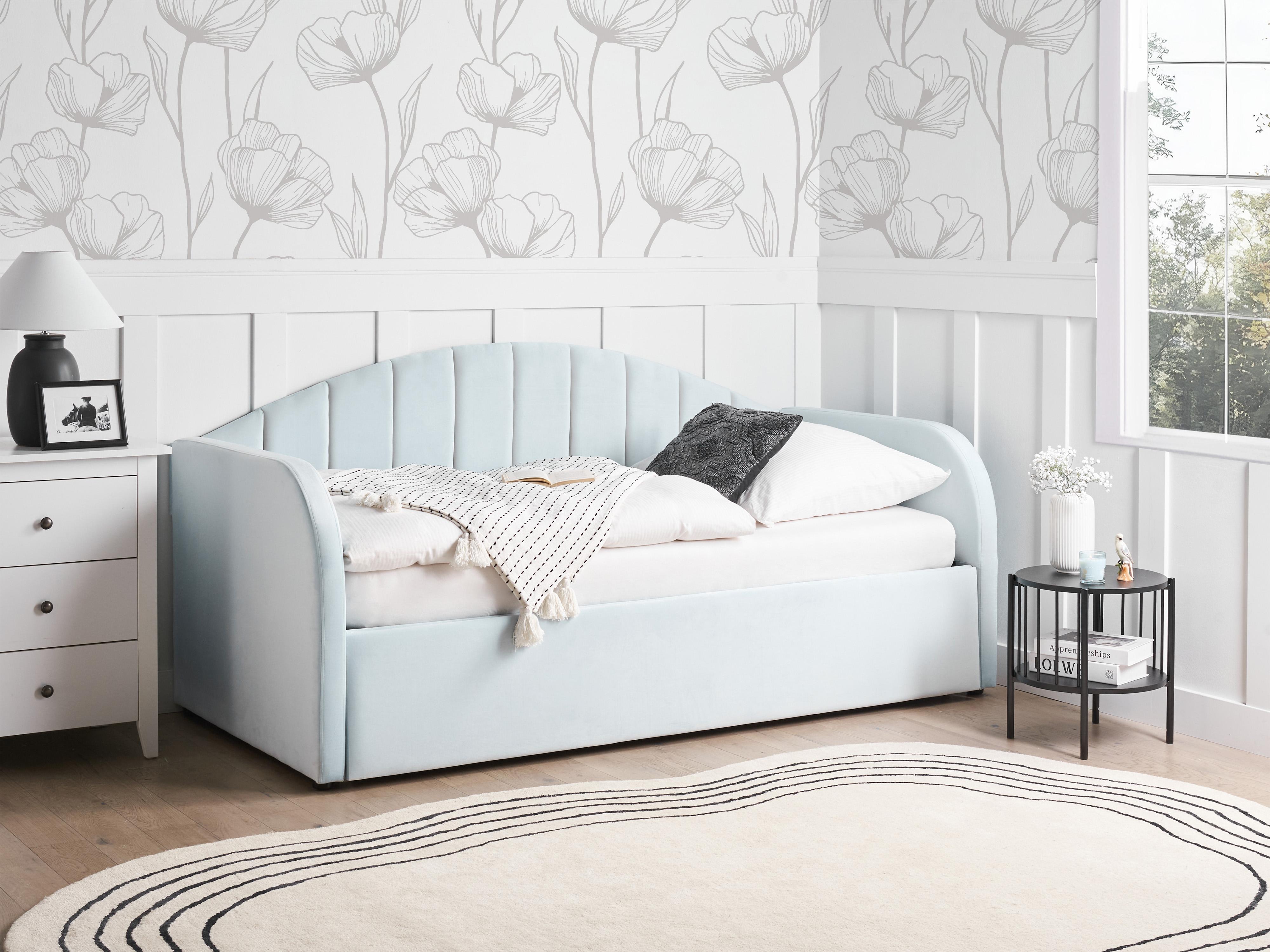 Onderschuifbed Fluweel EYBURIE 90 x 200 cm Lichtblauw