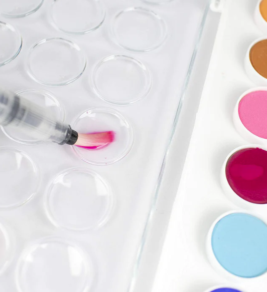 Künstler Aquarell Malkasten Wasserfarben Palette inkl. Pinsel - Bunt