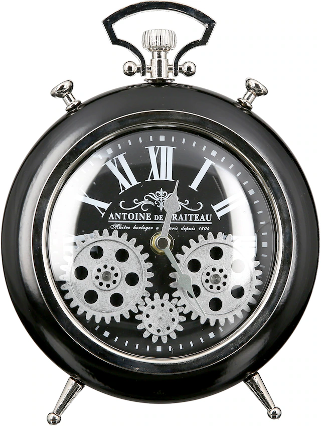 Casablanca by Gilde Standuhr »Transmission, schwarz/silber« Wecker-Form, Höhe 25 cm, rund, römische Ziffern, Wohnzimmer