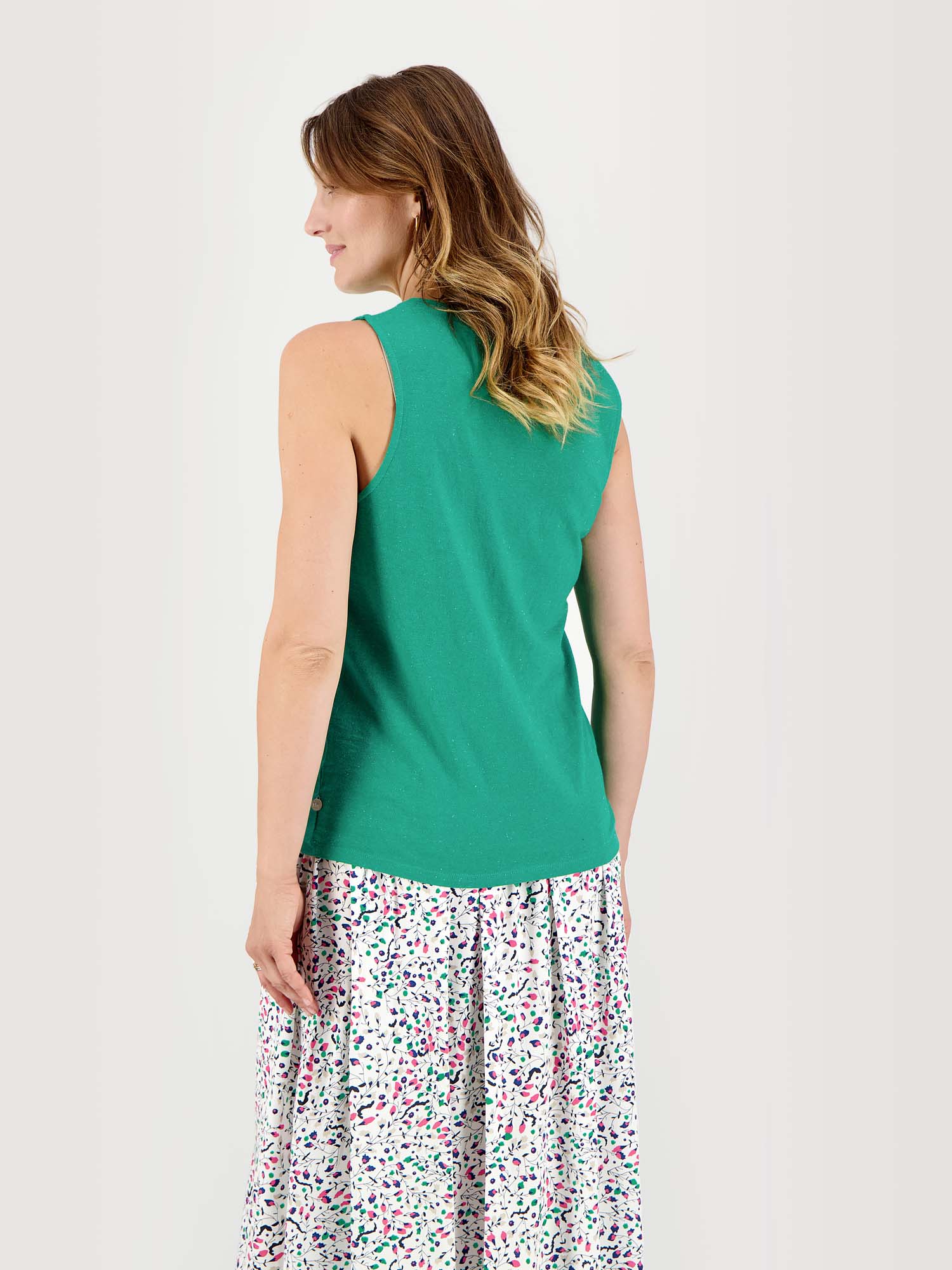 Débardeur Femme Col V Coton Vert