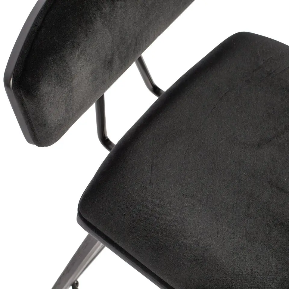 WOOOD Senn Barstoelen - Fluweel - Zwart - Set van 2