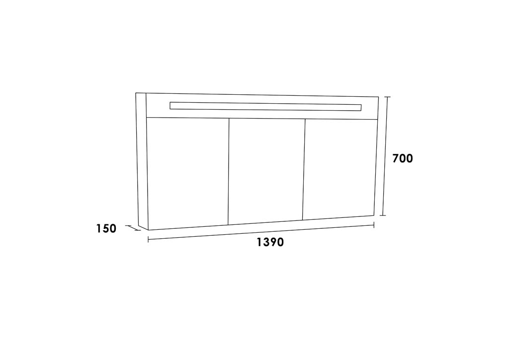 Brauer Promise Deluxe spiegelkast 140cm met 3 deuren en verlichting wit mat