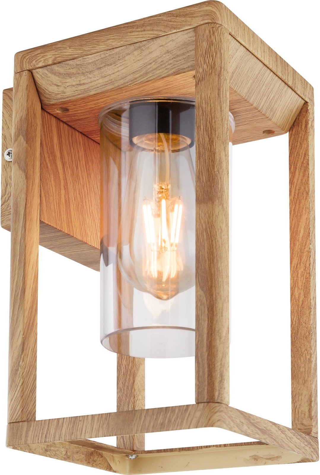 Außenwandleuchte - Holzoptik - Aluminium - 27 cm hoch