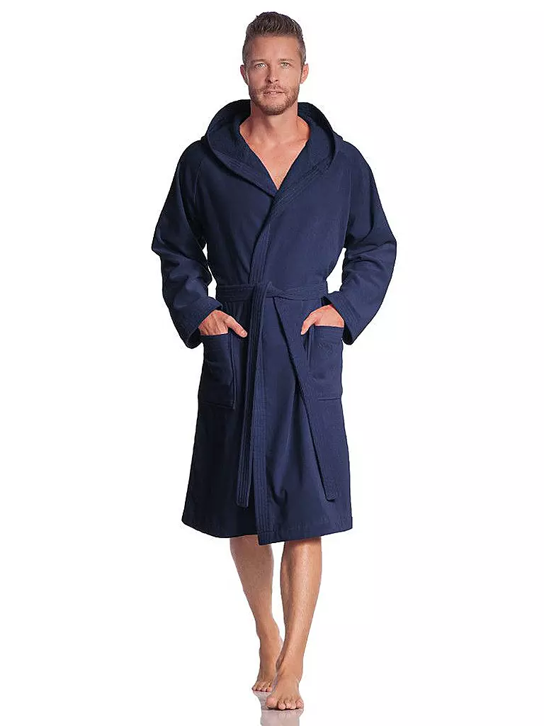 VOSSEN Unisex Bademantel TEXAS Winternight dunkelblau