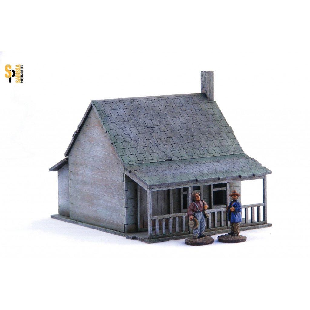 Old West: House with Porch and Stone Chimney