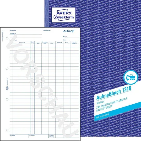 Avery Zweckform 1318 Aufmaß, A4, 100 Blatt