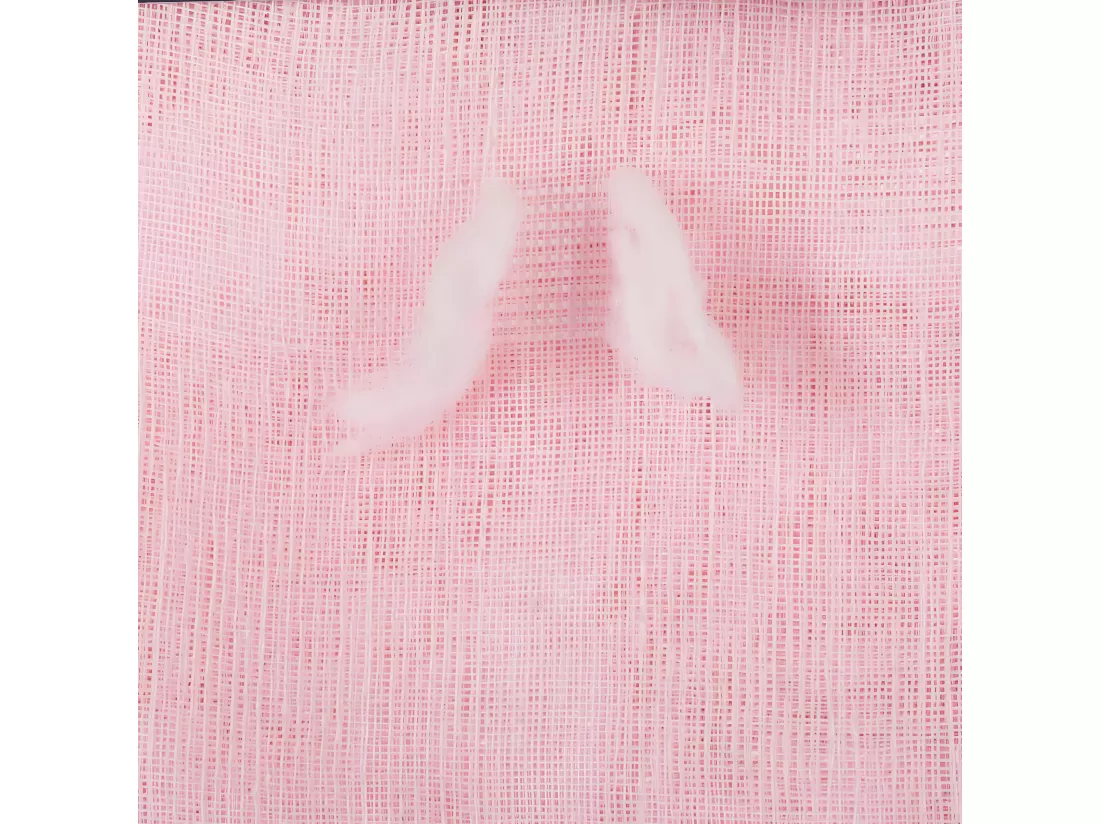 Voilage à œillets Rose motif petits pompons 140 x 240 cm