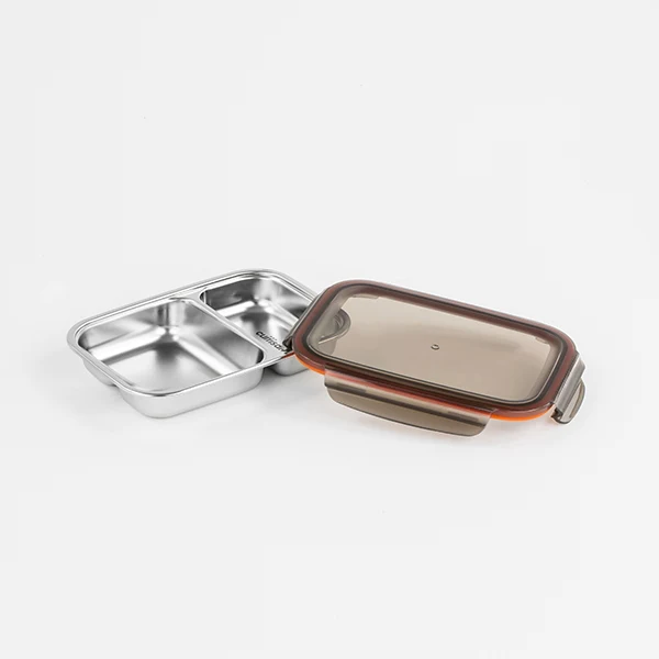 Boite de conservation rectangulaire compartimentée en inox 700 ml comp