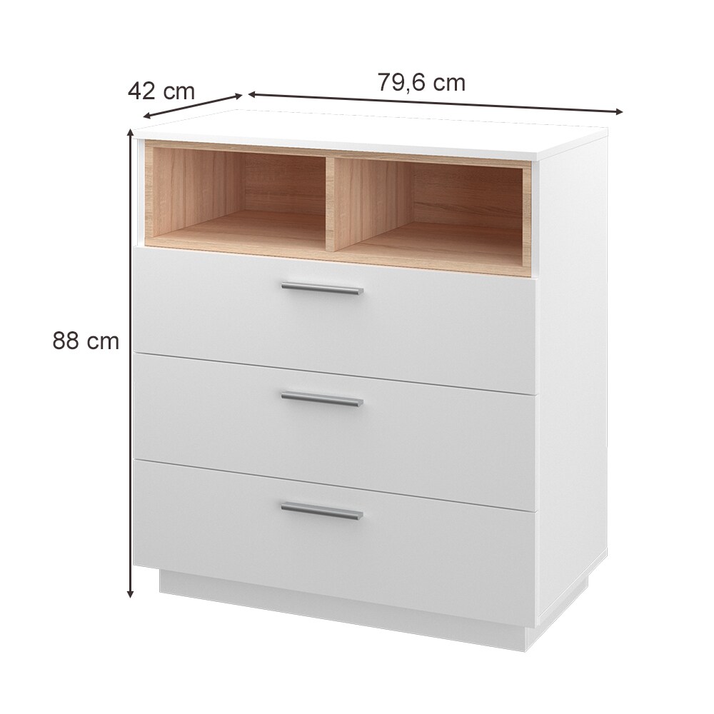 Vicco Kommode Highboard Anrichte Beatrice Weiß 3 Schubladen Sideboard Regal