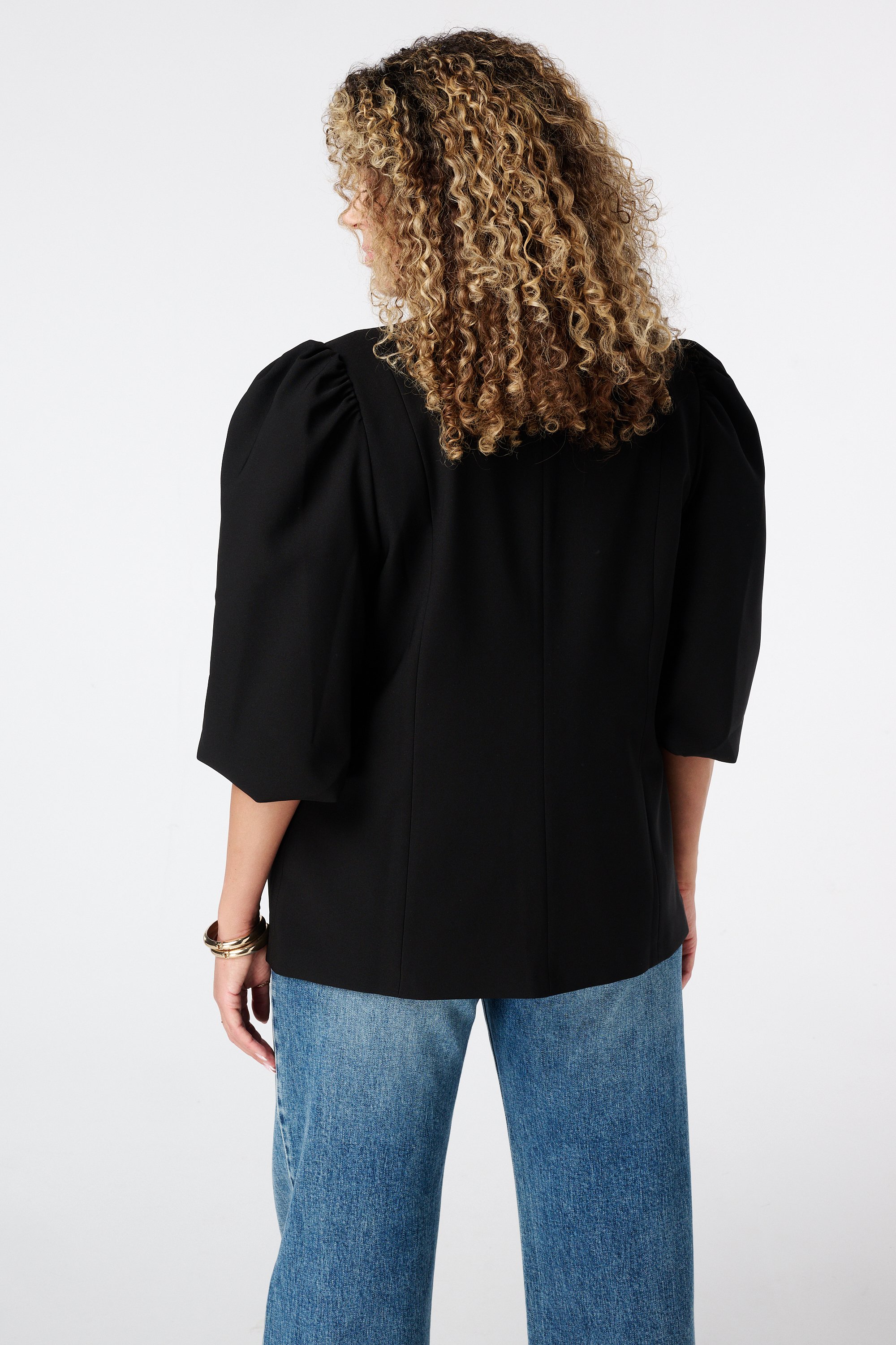 Blazer met pofmouwen Zwart