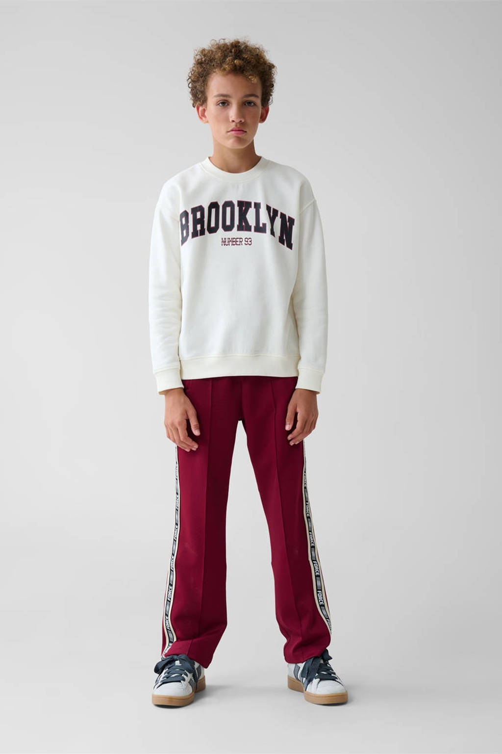 Shoeby joggingbroek donkerrood/zwart/wit