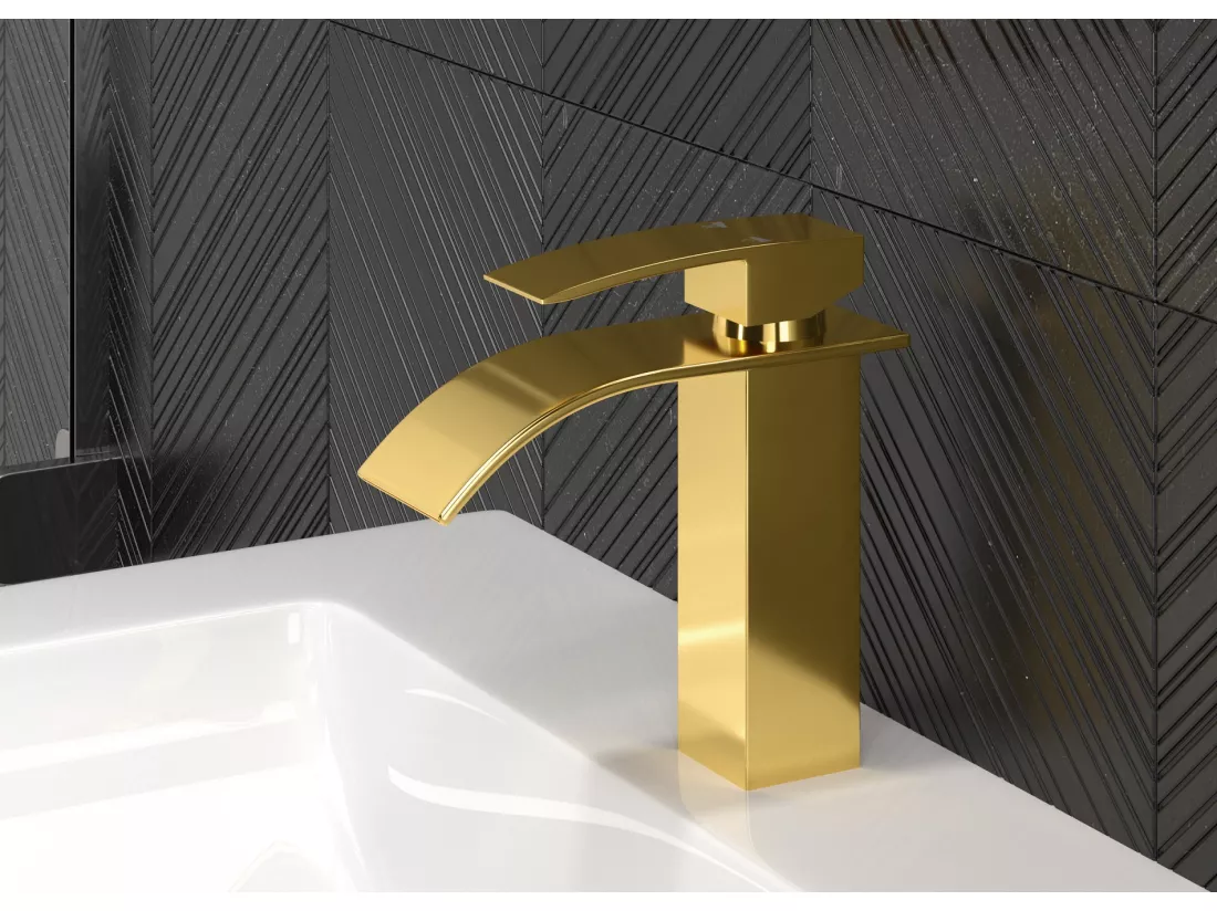 MITIGEUR DE LAVABO CASCADE ROBINETTERIE BASSE POUR SALLE DE BAIN OR ELVA