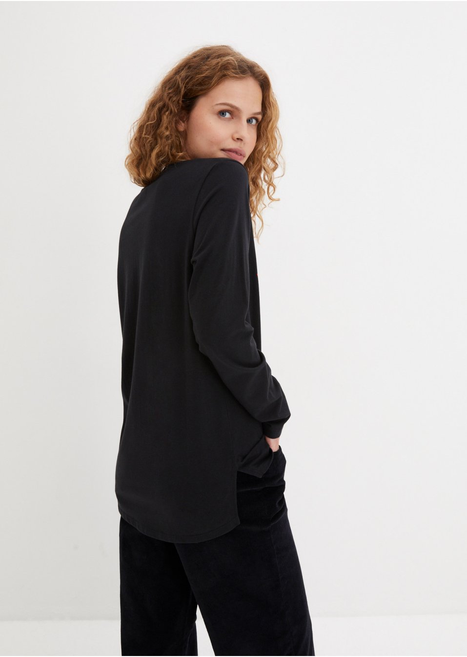 T-shirt coton à manches longues avec motif Noël
