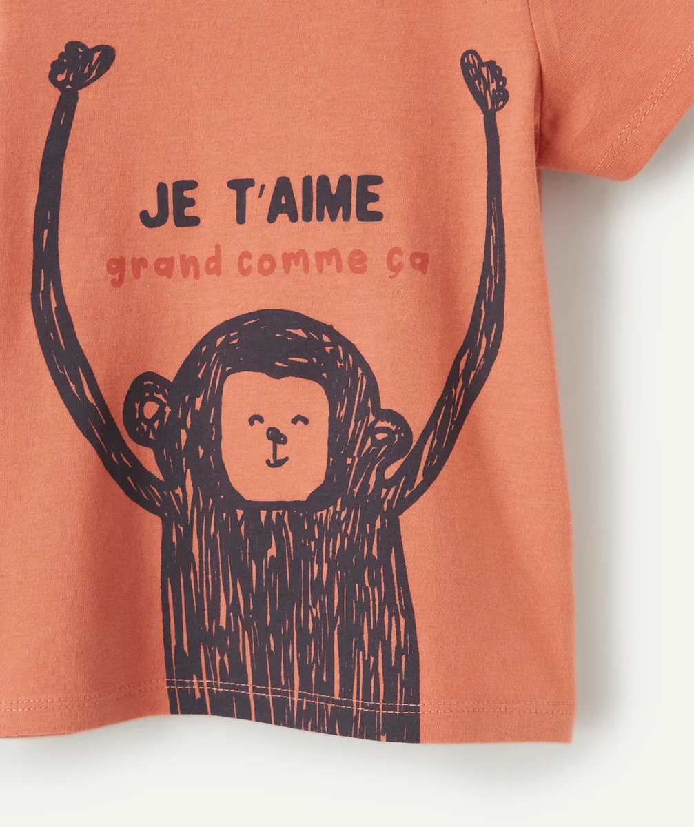 T-SHIRT BÉBÉ GARÇON EN FIBRES RECYCLÉES COULEUR ROUILLE