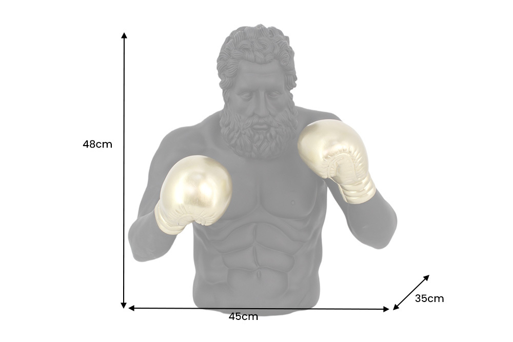 Einzigartige Statue BOXER 50cm schwarz gold handmade Skulptur Deko-Figur