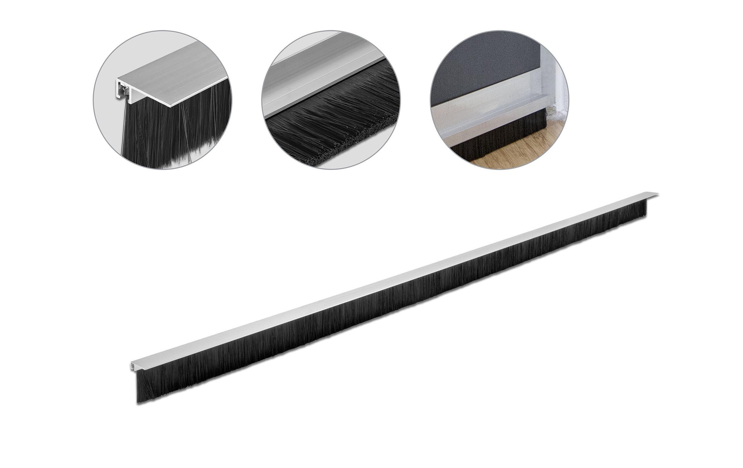 Türdichtschiene Alu-Profil Gewinkelt, 1 m x 40 mmDelock Bürstenstreifen 40 mm mit Alu-Profil gewinkelt – Länge 1 m