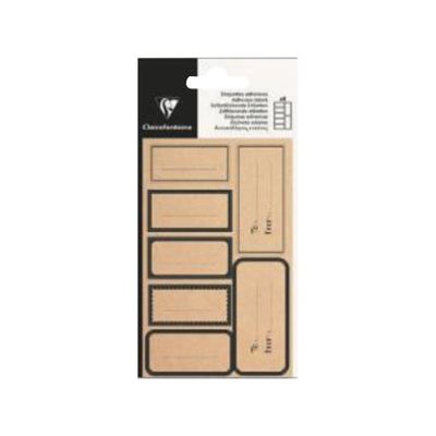 Clairefontaine - 28 Étiquettes adhésives rectangulaires kraft noir - 8 x 16 cm
