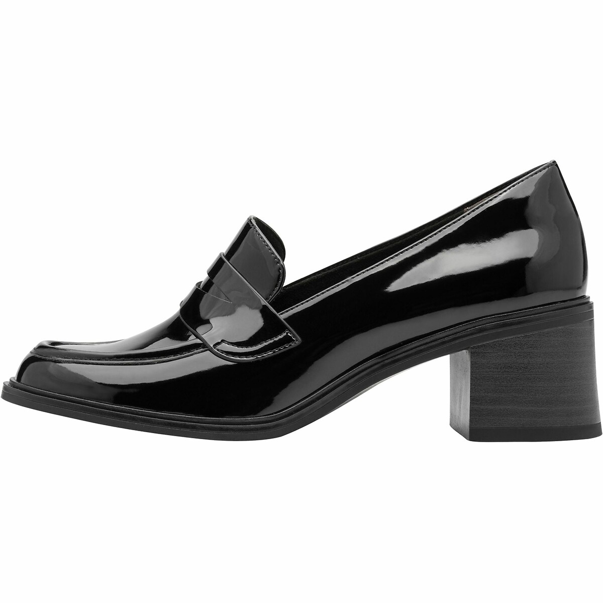 TAMARIS<br>Mocassins de salto alto em couro envernizado
