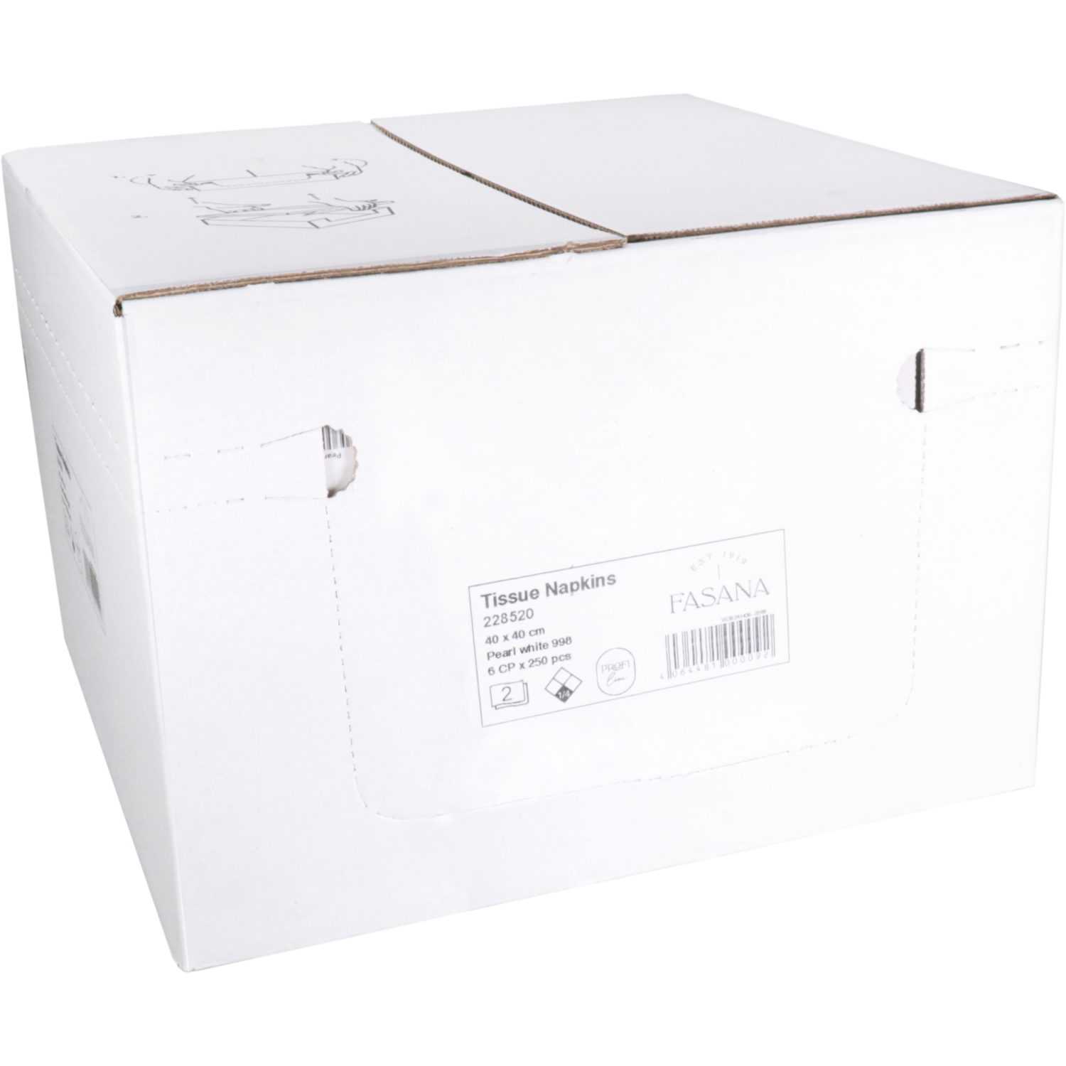 Servet, 1/4 vouw, 2-laags, 40x40cm, cellulose, wit
