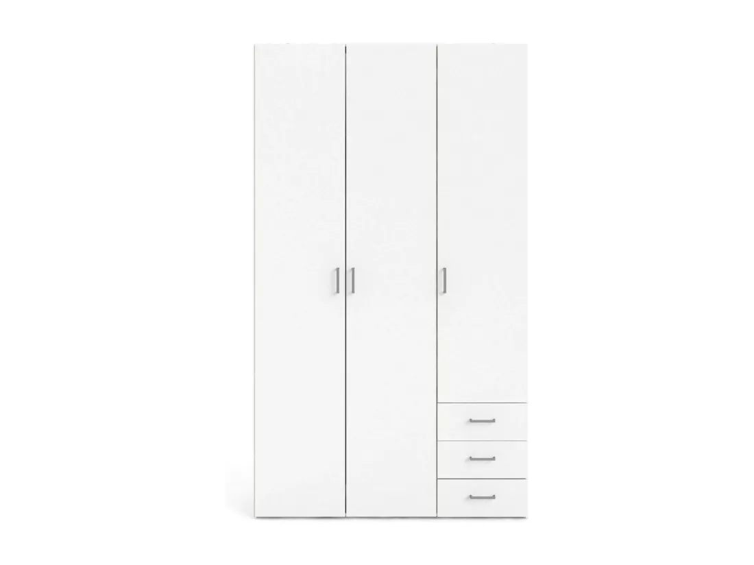 Garde-robe 3 portes Dsemplic, Meubles de chambre, Penderie de plain-pied, Placard à vêtements, 115x49 h200 cm, Blanc
