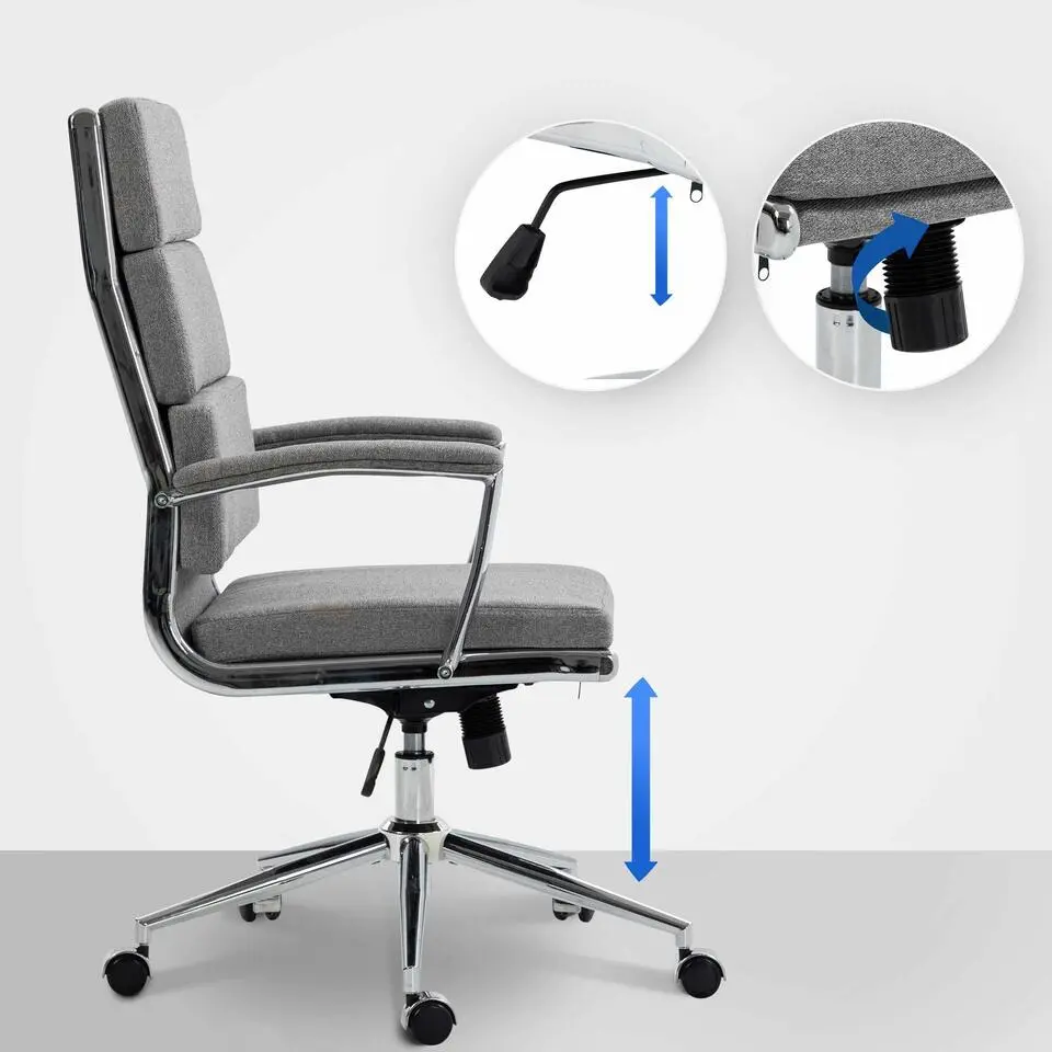 CLP Bureaustoel Cleveland chroom Frame - Stof - grijs