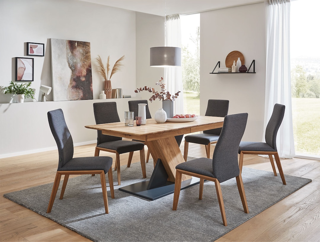 CASAVANTI Esszimmerstuhl MANELLO 2er Set grau / Eiche massiv naturfarben