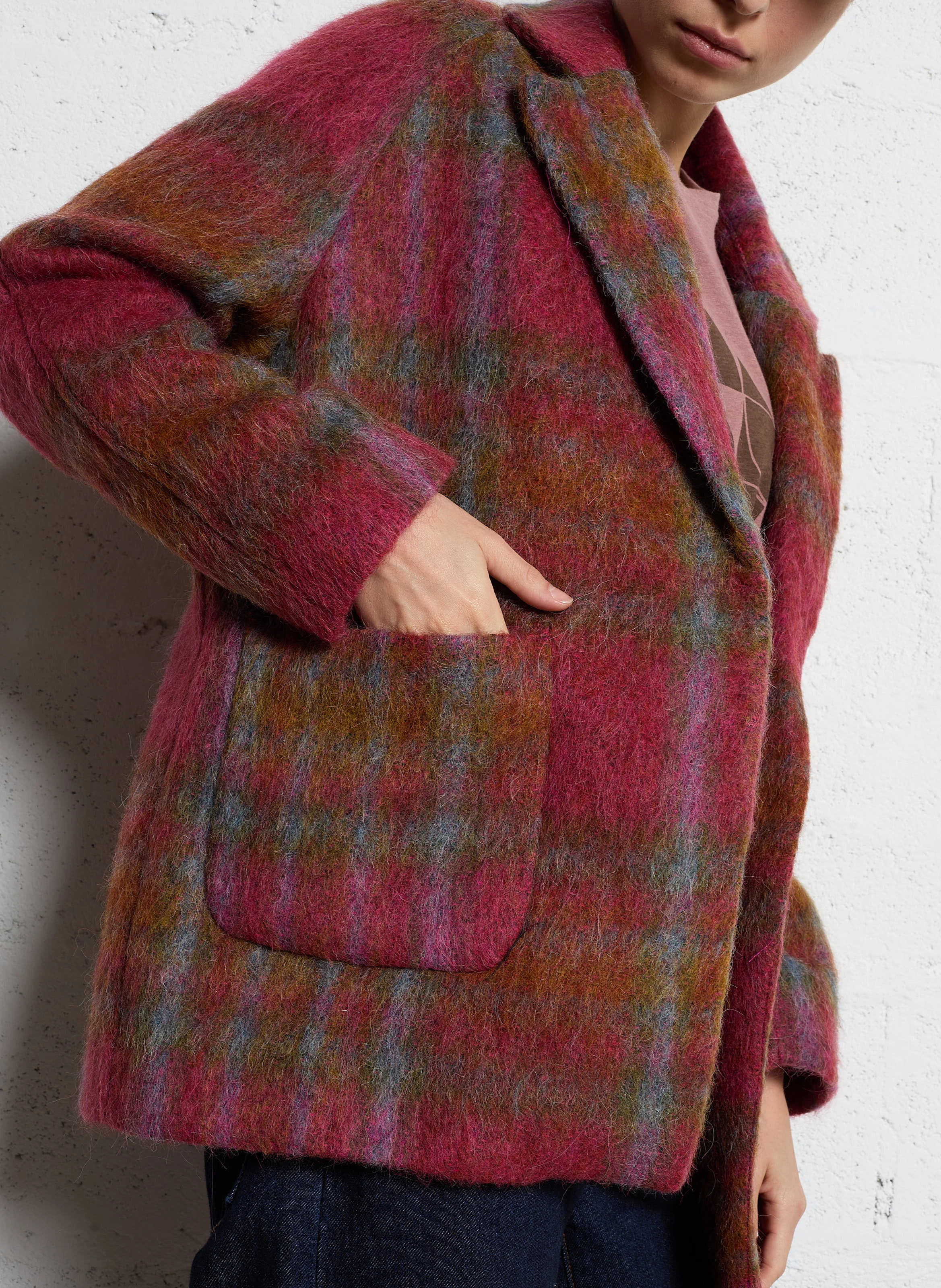 MESSALIE - Veste droite col tailleur| Rouge