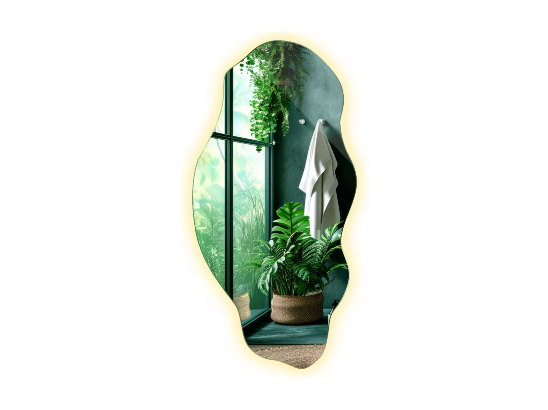 Miroir Loft décoratif éclairé par LED Boho pour le salon salle de bain chambre 50 cm x 100 cm - lumière chaude