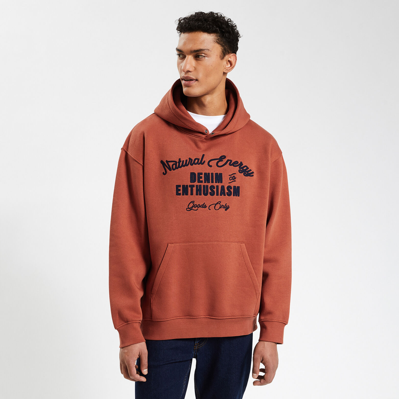 Sweat à capuche brodé Orange