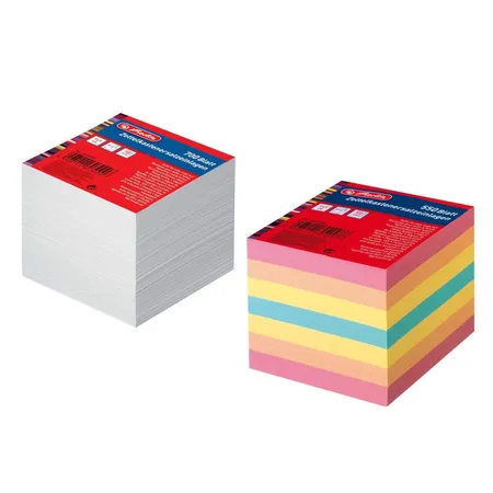 Herlitz Zettelbox Nachfüller 700 weiße + 550 Blatt farbige Notizblätter, 2 Stück
