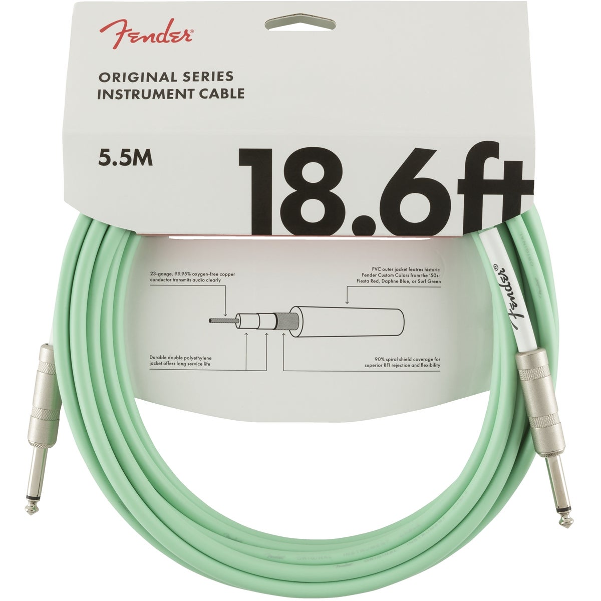 Fender Original Cables instrumentkabel 5.5m Surf Green