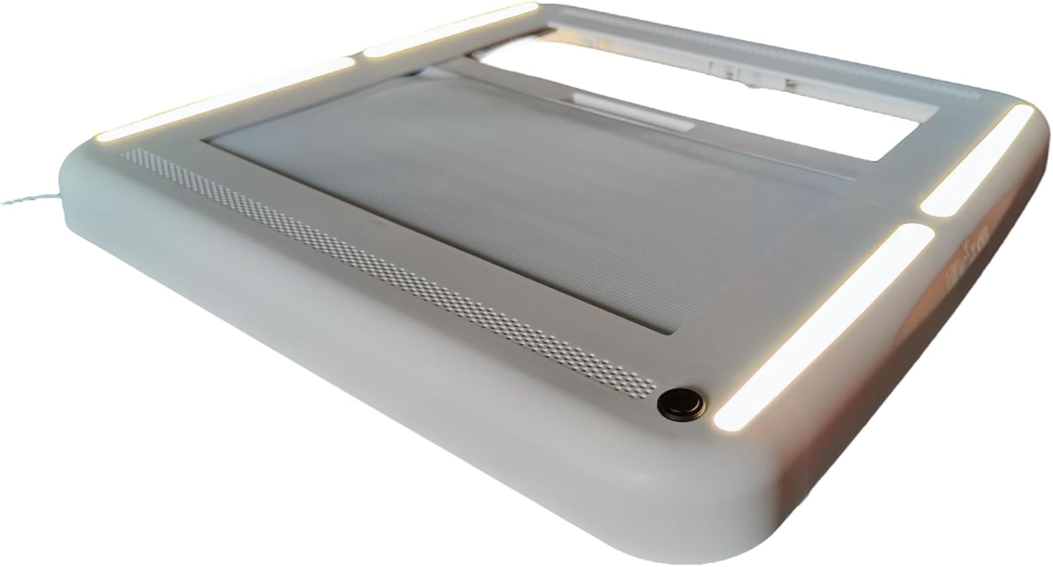 Maxxair Maxxshade - Innenrahmen mit LED - Verdunkelungsrollo für Maxxfan Deluxe Dachluke 35x35 & 40x40 cm - Rollo für Wohnmobil Dachfenster Dachluke - weiß