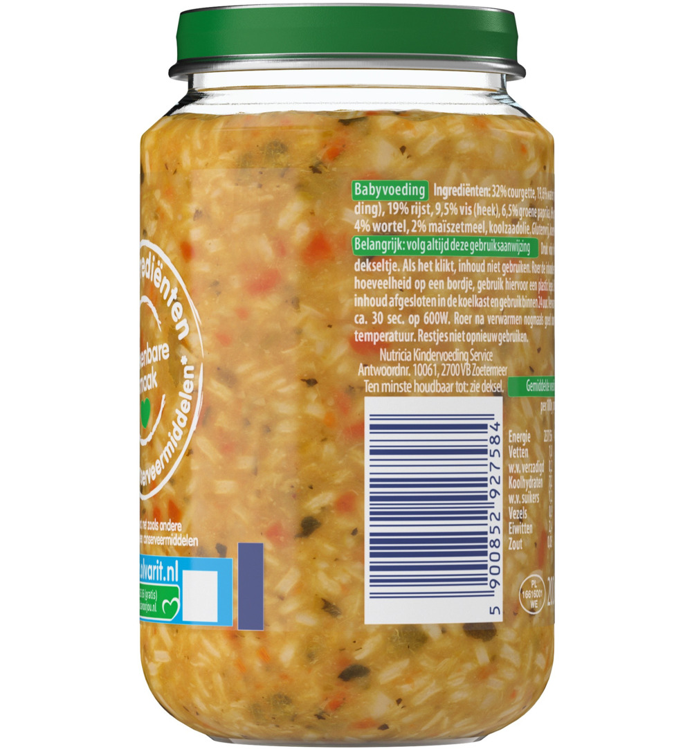Olvarit Courgette witvis rijst 8M13 (200 gr)