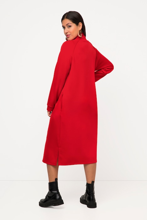 Sweat-Midikleid, Stehkragen, Langarm, Taschen, Modalmix