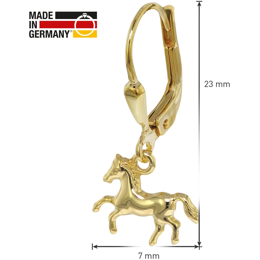 trendor Ohrringe für Mädchen Gold 3338K Pferde Ohrhänger gold