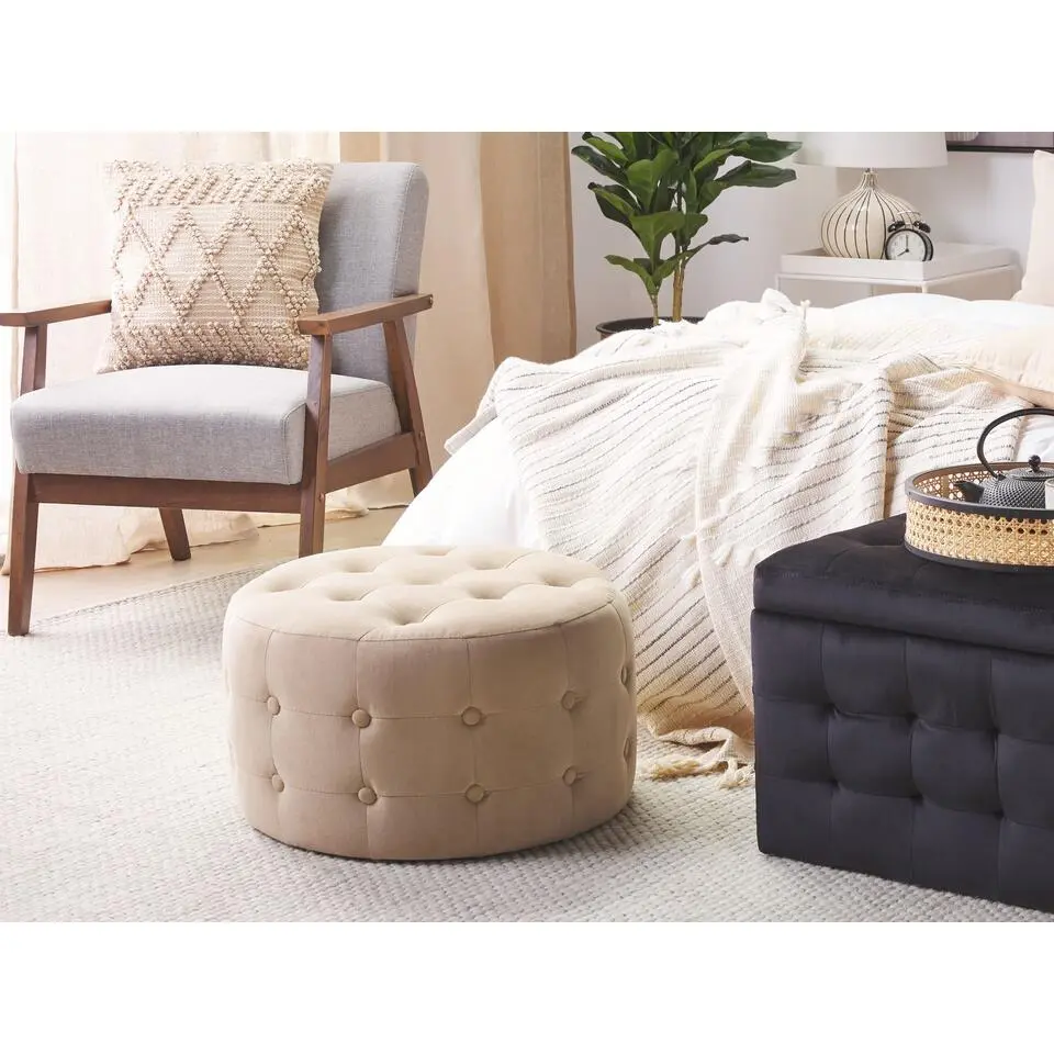 TAMPA - Poef - Beige - 55 cm - Fluweel