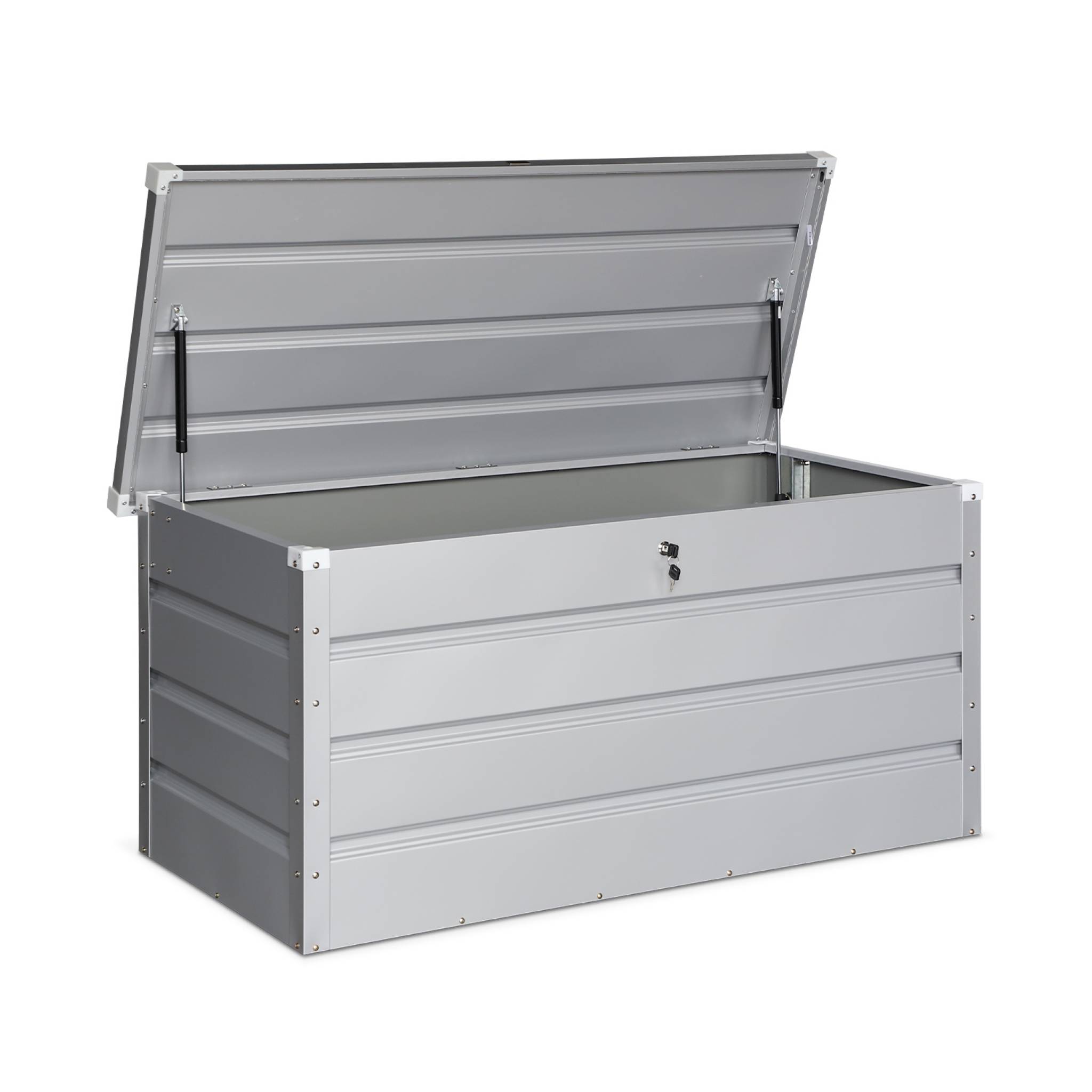 Coffre de jardin en métal - detroit- 385l gris aluminium