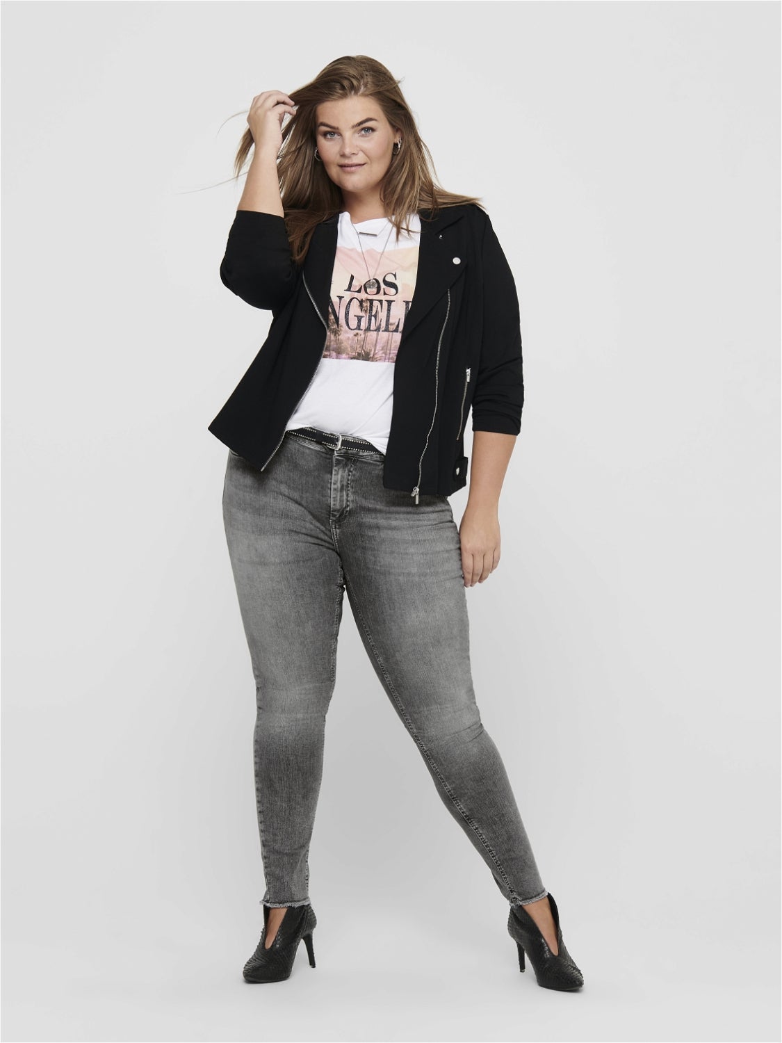 CARWILLY Mittlere Taille Skinny Fit Jeans Grey Denim