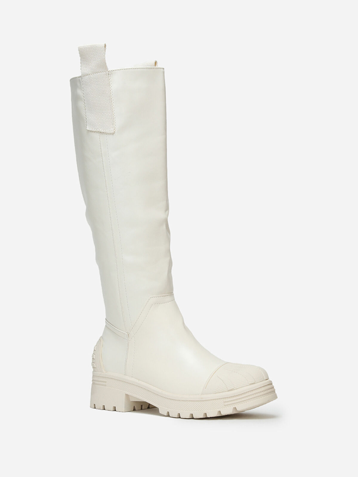 Bottes crantées avec motifs en relief- Beige