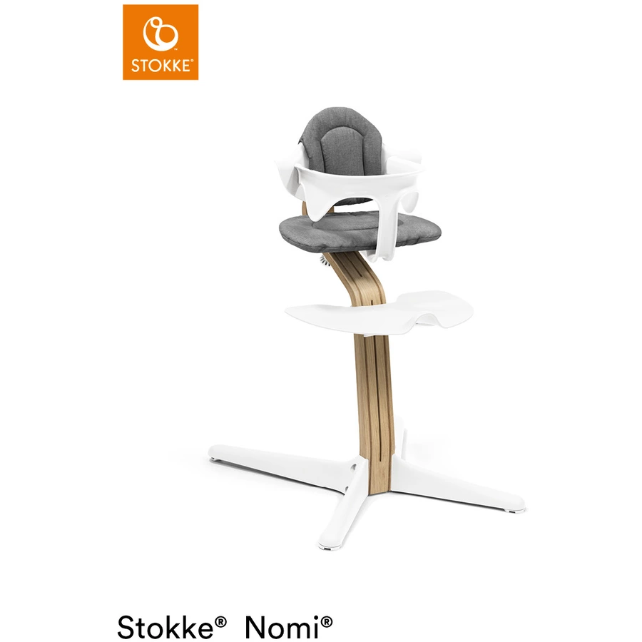 STOKKE® Nomi® Hochstuhl Eiche natur  weiß inkl. Newborn Set weiß  grau pink
