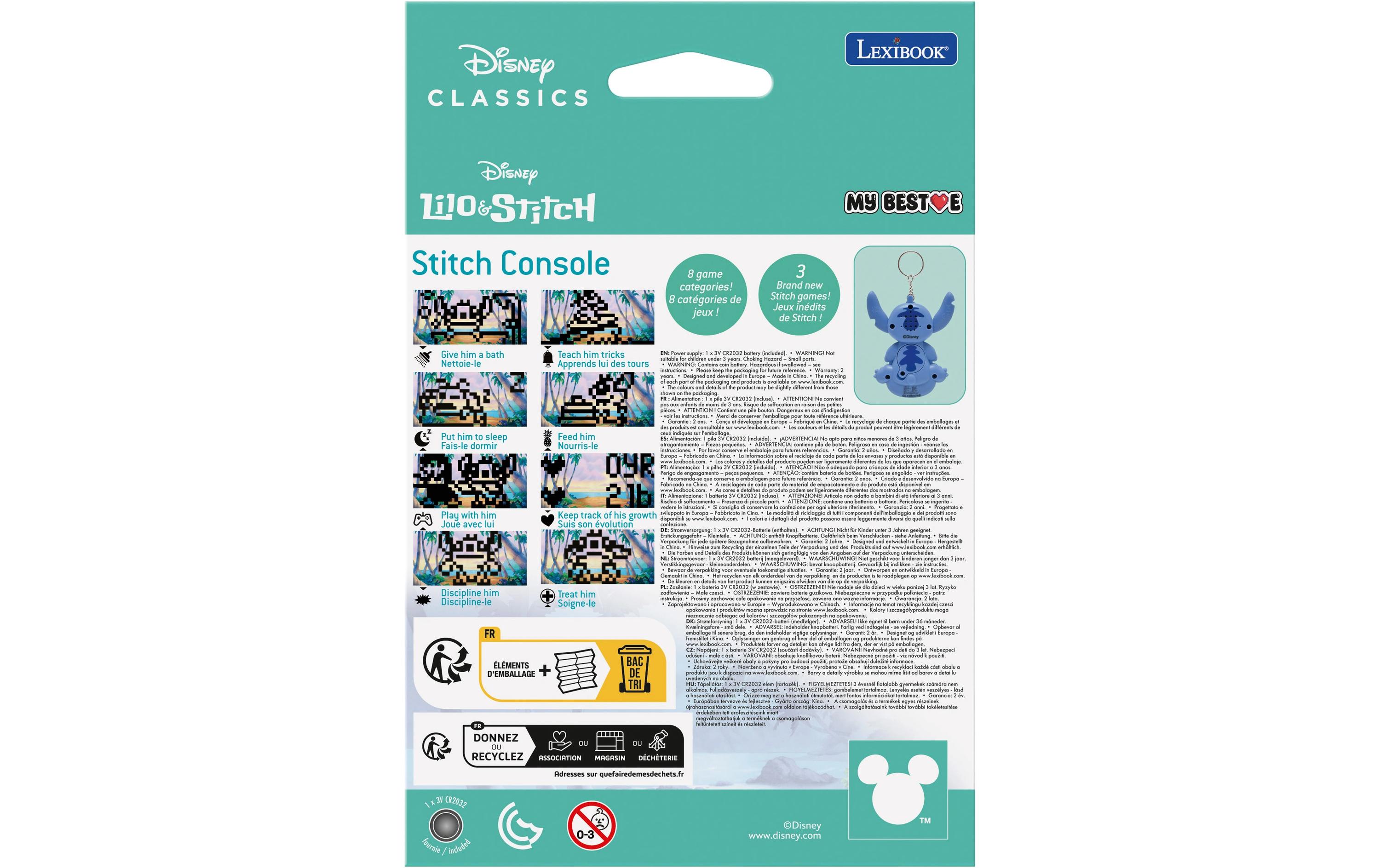 Tamagotchi Disney Stitch My Best-E BlauSpielkonsole mit LCD-Bildschirm und 3 exklusiven Stitch-Spielen
