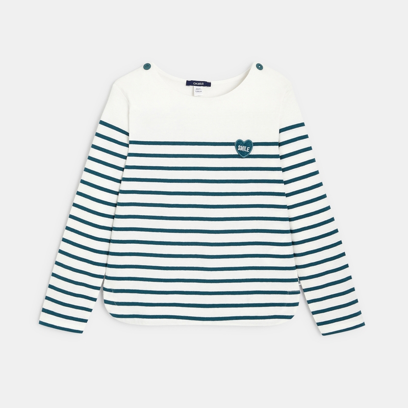 T-shirt marinière à personnaliser d'un cœur vert fille