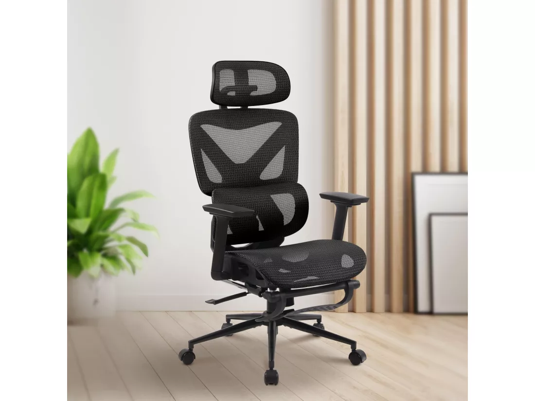 Chaise de bureau - Tissu en maille - Noir / Noir - Reston