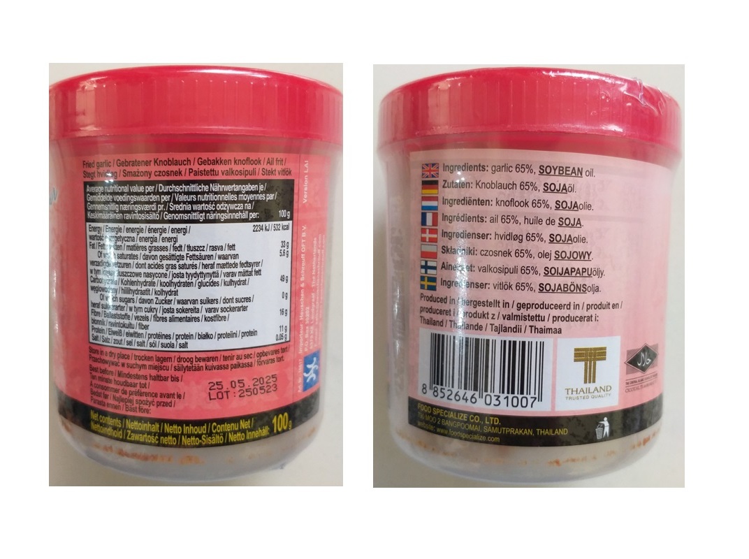 CONDIMENTOS THAI DANCER ALHO FRITO 100G