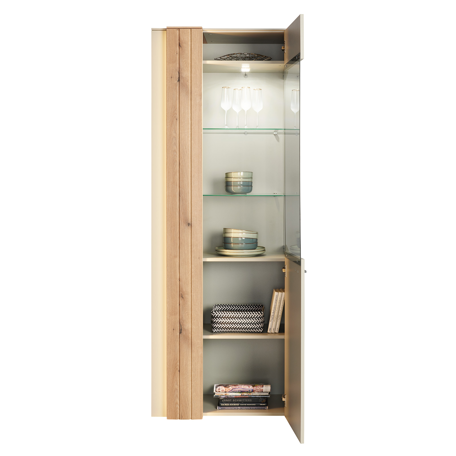 Standvitrine SANTANA - Coast Evoke Eiche-kieselgrau - 203 cm