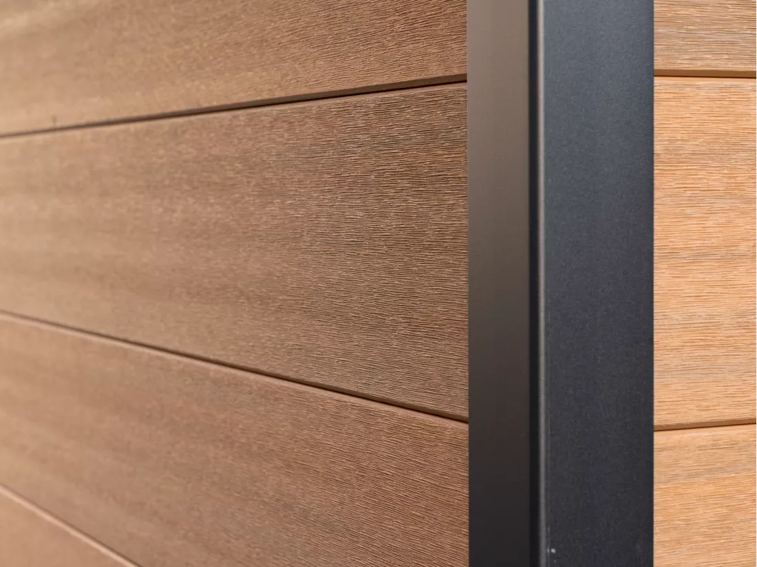 Abri de jardin en bois composite 28 mm aspect naturel foncé 10,43 m² - HAZELTON
