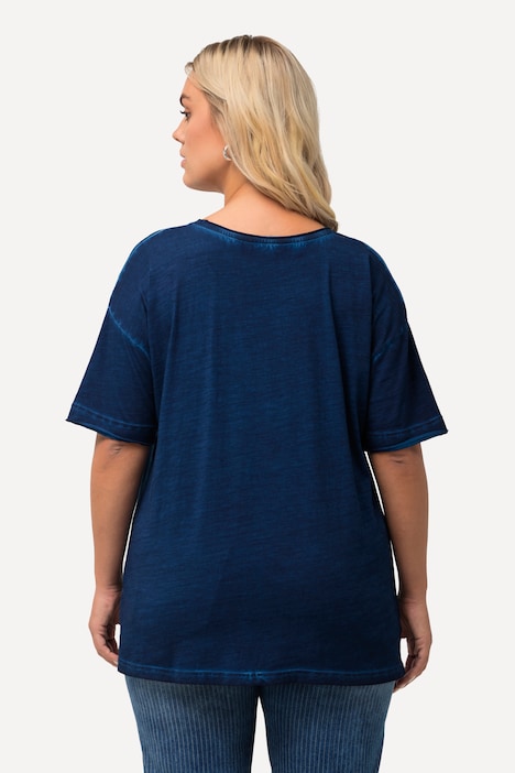 T-Shirt, Rüschen-Brusttasche, Rundhals, Halbarm
