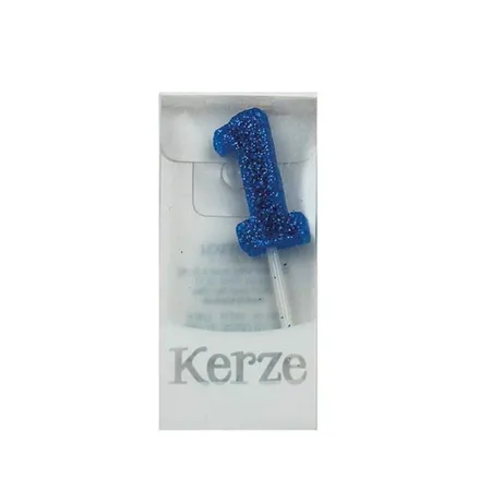 Trötsch Zahlenkerze 1, blau glitzer, 3 x 2 x 1 cm