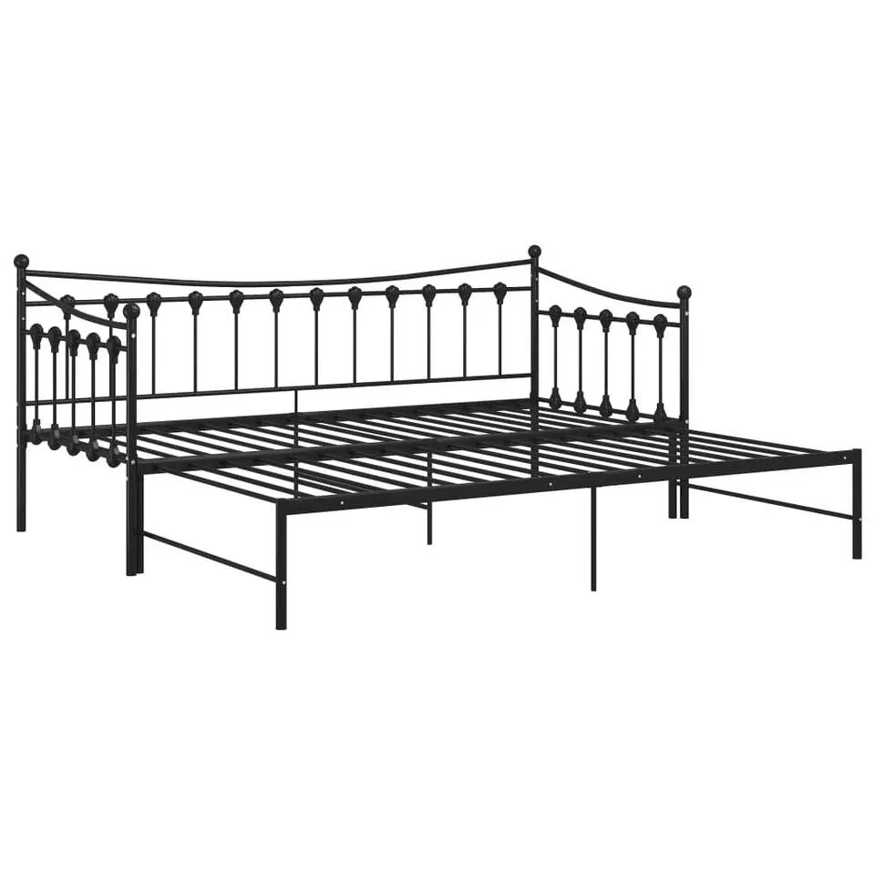 vidaXL - Onderschuifbedbank - Zwart - Metaal - 90x200 cm