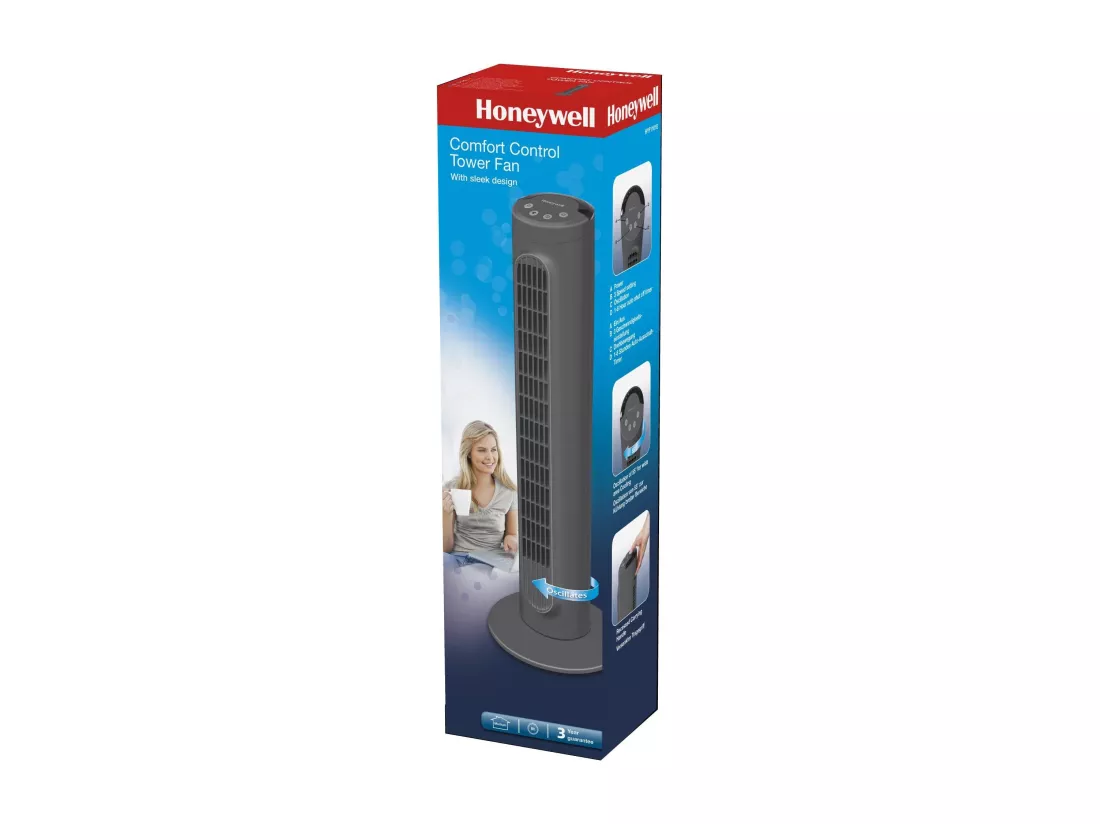 Honeywell Ventilateur colonne 80 cm 36w 3 vitesses gris - hyf1101e4